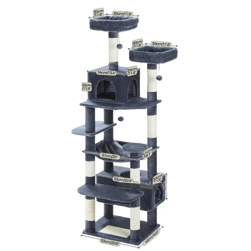 Large Cat Tree Space Saving High Rise Climbing Frame Multi Level Cat Shelf Activity Center Stable Structure 2026 Popular Pet