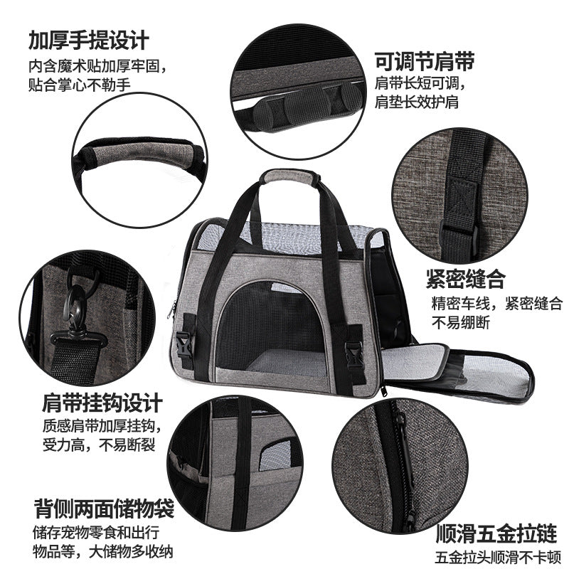 Pet Cat Carrier Bag, Portable Mesh Breathable Hand-Held Bag for Cats and Dogs, Universal Crossbody Shoulder Pet Bag for Outings