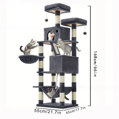 Large Cat Tree Space Saving High Rise Climbing Frame Multi Level Cat Shelf Activity Center Stable Structure 2026 Popular Pet