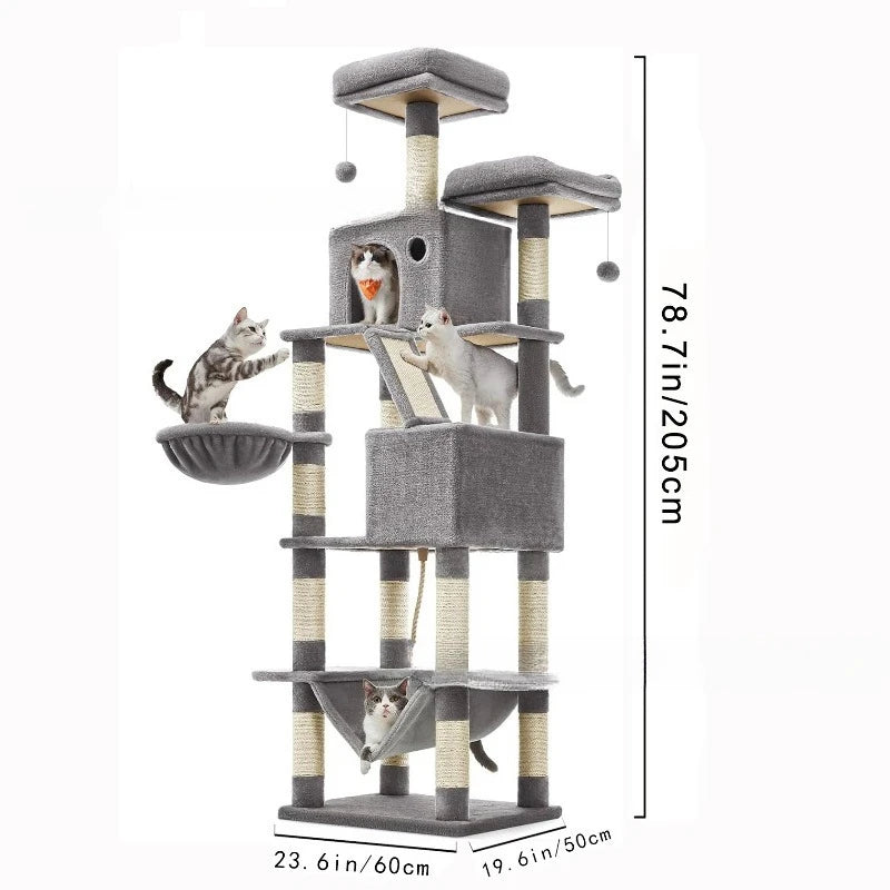 Large Cat Tree Space Saving High Rise Climbing Frame Multi Level Cat Shelf Activity Center Stable Structure 2026 Popular Pet