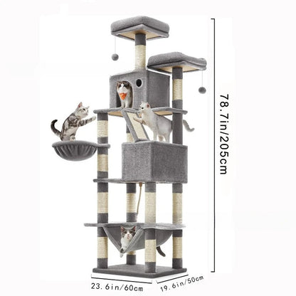 Large Cat Tree Space Saving High Rise Climbing Frame Multi Level Cat Shelf Activity Center Stable Structure 2026 Popular Pet