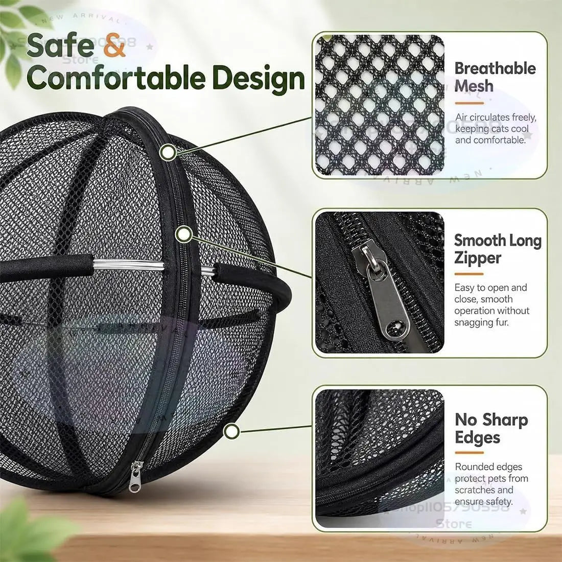 360° Panoramic Pop-Up Rolling Cat Playpen Ball, Foldable with Zipper ,360° Panoramic Rolling Cat Playpen Cat Hamster Ball