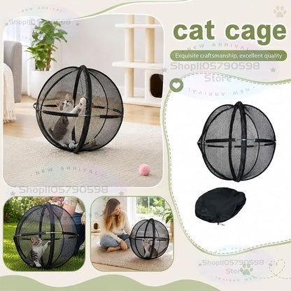 360° Panoramic Pop-Up Rolling Cat Playpen Ball, Foldable with Zipper ,360° Panoramic Rolling Cat Playpen Cat Hamster Ball