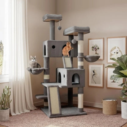 Large Cat Tree Space Saving High Rise Climbing Frame Multi Level Cat Shelf Activity Center Stable Structure 2026 Popular Pet