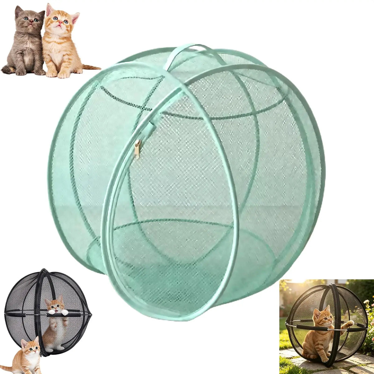 360° Panoramic Pop-Up Rolling Cat Playpen Ball, Foldable with Zipper ,360° Panoramic Rolling Cat Playpen Cat Hamster Ball