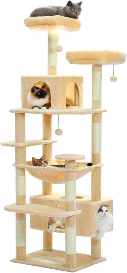 Large Cat Tree Space Saving High Rise Climbing Frame Multi Level Cat Shelf Activity Center Stable Structure 2026 Popular Pet