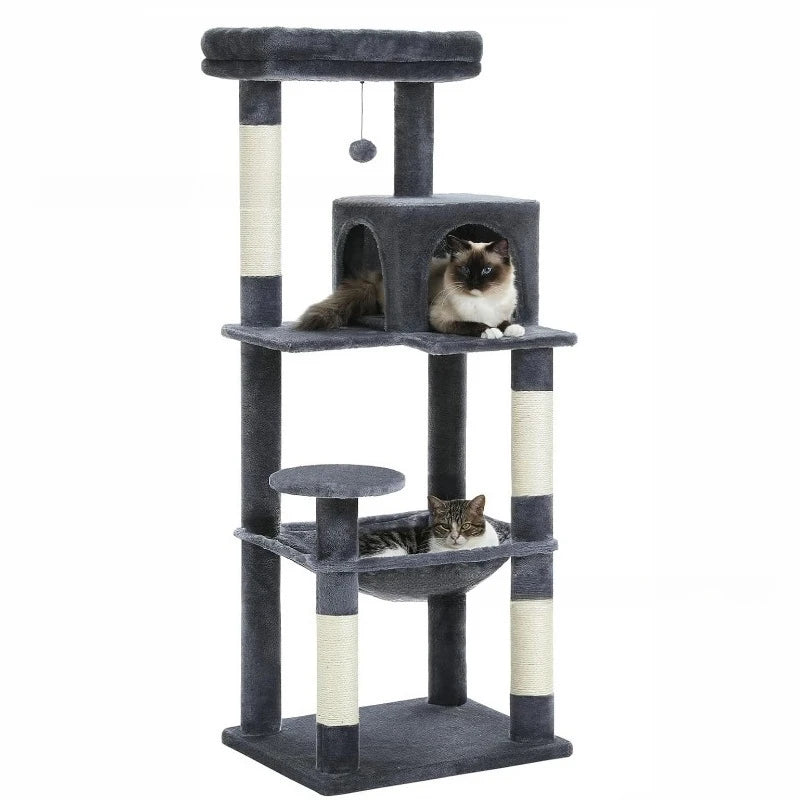 Large Cat Tree Space Saving High Rise Climbing Frame Multi Level Cat Shelf Activity Center Stable Structure 2026 Popular Pet