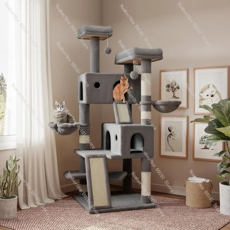 Large Cat Tree Space Saving High Rise Climbing Frame Multi Level Cat Shelf Activity Center Stable Structure 2026 Popular Pet