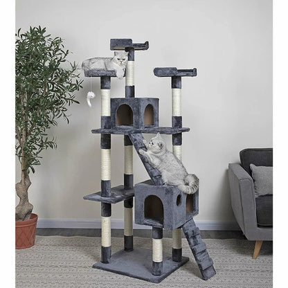 Large Cat Tree Space Saving High Rise Climbing Frame Multi Level Cat Shelf Activity Center Stable Structure 2026 Popular Pet