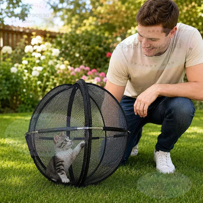 360° Panoramic Pop-Up Rolling Cat Playpen Ball, Foldable with Zipper ,360° Panoramic Rolling Cat Playpen Cat Hamster Ball
