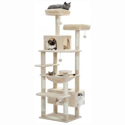 Large Cat Tree Space Saving High Rise Climbing Frame Multi Level Cat Shelf Activity Center Stable Structure 2026 Popular Pet