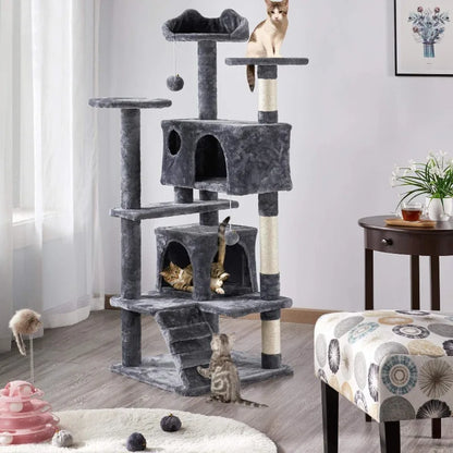 Large Cat Tree Space Saving High Rise Climbing Frame Multi Level Cat Shelf Activity Center Stable Structure 2026 Popular Pet
