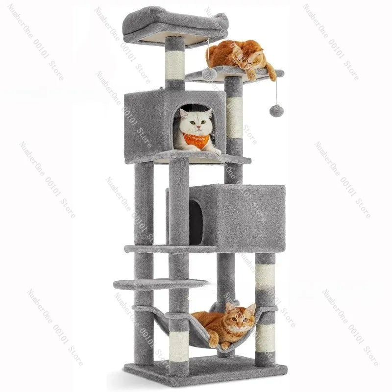 Large Cat Tree Space Saving High Rise Climbing Frame Multi Level Cat Shelf Activity Center Stable Structure 2026 Popular Pet