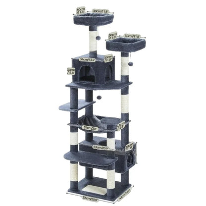 Large Cat Tree Space Saving High Rise Climbing Frame Multi Level Cat Shelf Activity Center Stable Structure 2026 Popular Pet