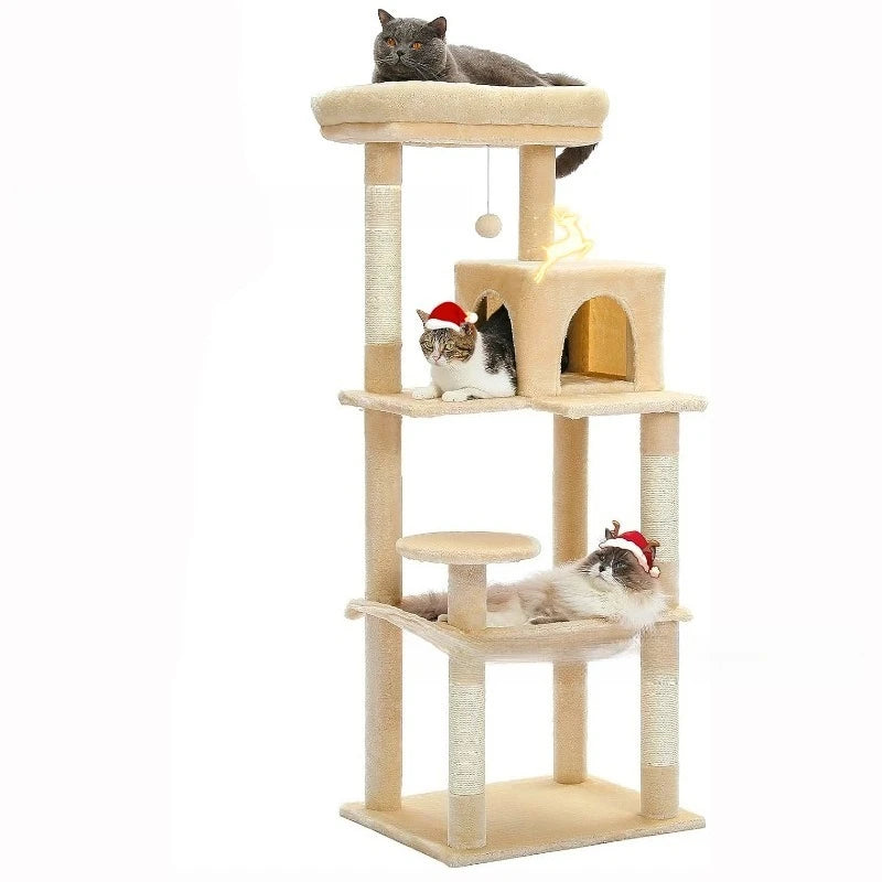 Large Cat Tree Space Saving High Rise Climbing Frame Multi Level Cat Shelf Activity Center Stable Structure 2026 Popular Pet