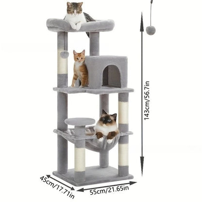 Large Cat Tree Space Saving High Rise Climbing Frame Multi Level Cat Shelf Activity Center Stable Structure 2026 Popular Pet