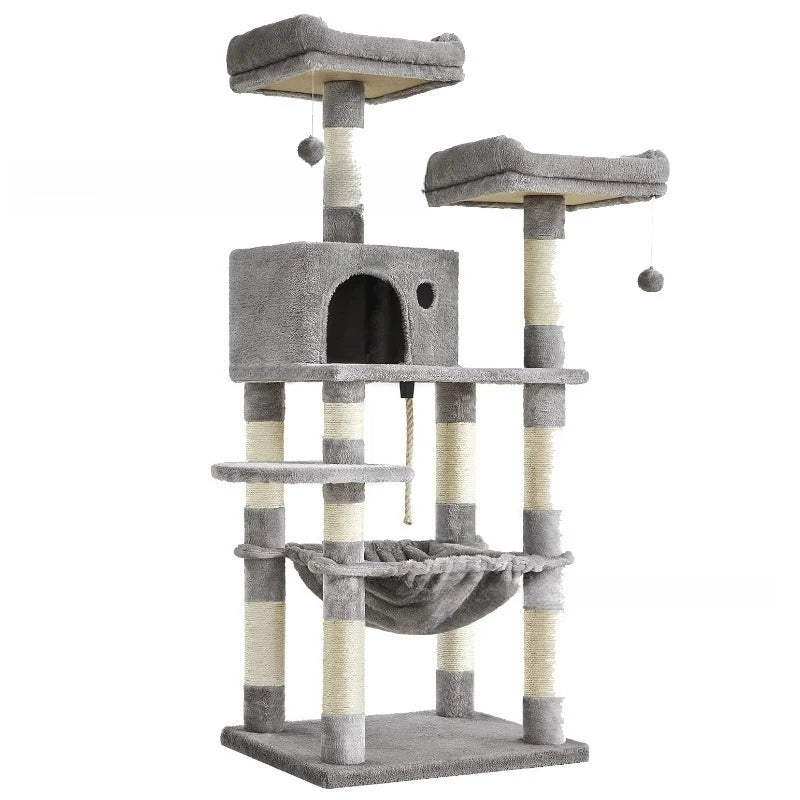 Large Cat Tree Space Saving High Rise Climbing Frame Multi Level Cat Shelf Activity Center Stable Structure 2026 Popular Pet