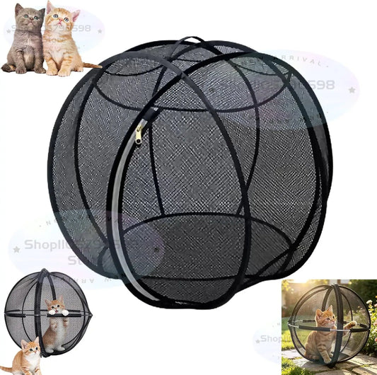 360° Panoramic Pop-Up Rolling Cat Playpen Ball, Foldable with Zipper ,360° Panoramic Rolling Cat Playpen Cat Hamster Ball