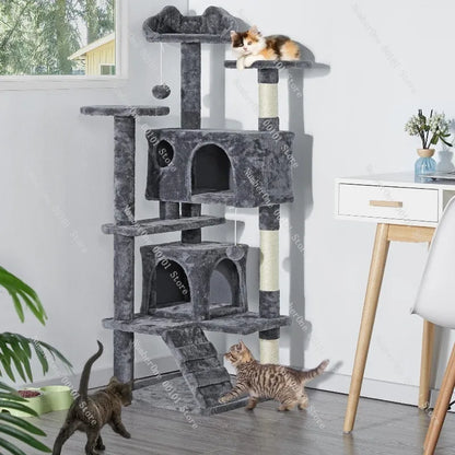 Large Cat Tree Space Saving High Rise Climbing Frame Multi Level Cat Shelf Activity Center Stable Structure 2026 Popular Pet